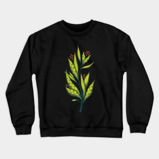 Abstract green plant with decorative leaves and berries Crewneck Sweatshirt